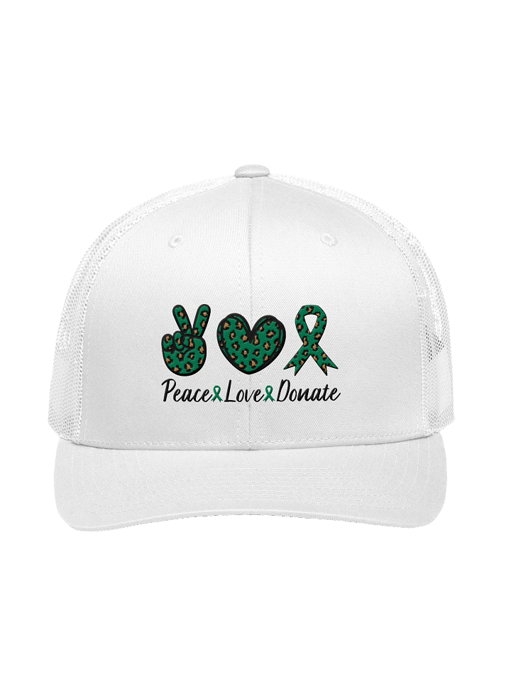 Leopard Peace Love Donate Trucker Hat product image (1)