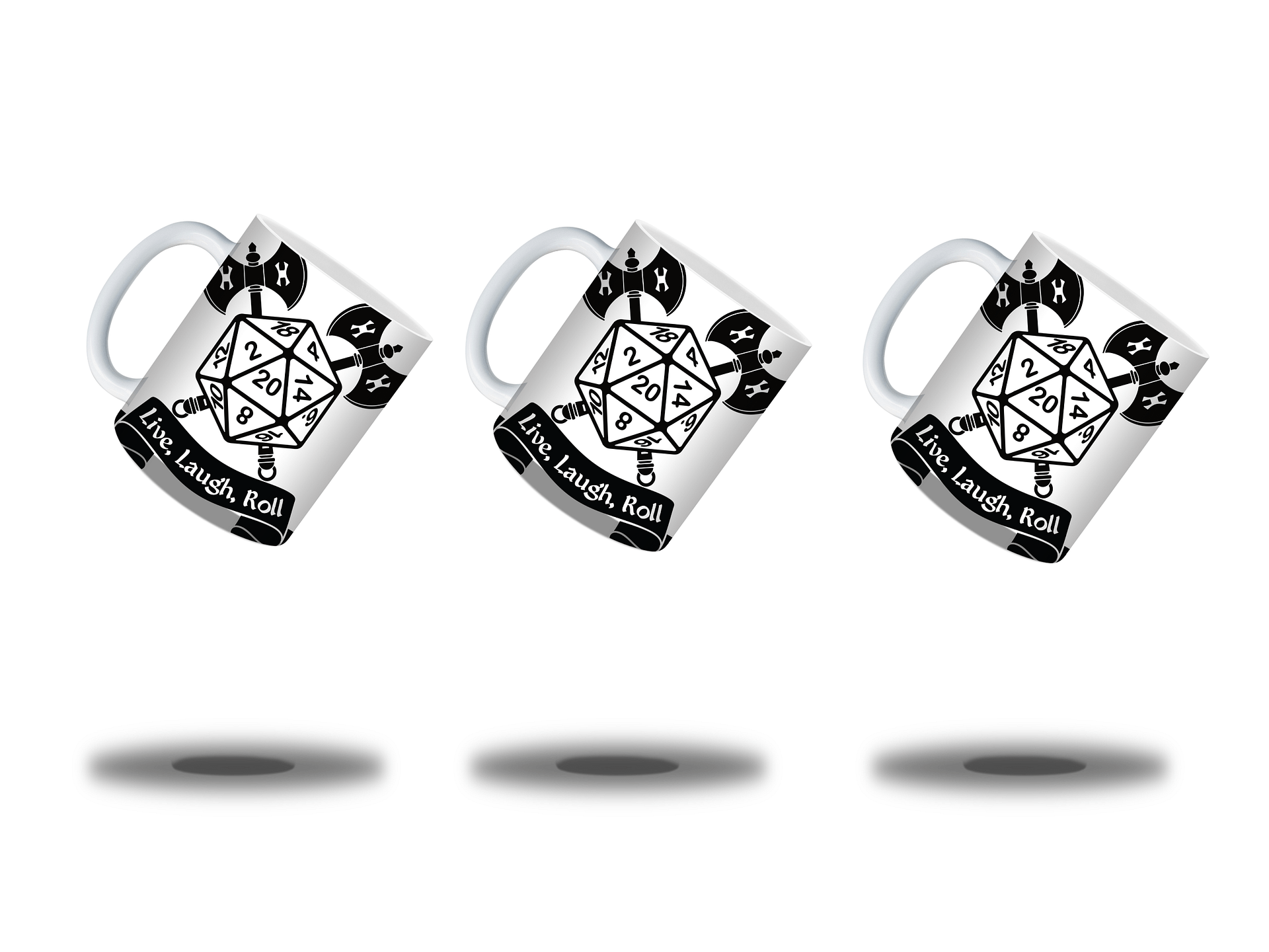 Live, Laugh, Roll 11oz Coffee Mug – D20 Dice Gaming Ceramic Cup – Perfect for Tabletop RPG Players and Dungeon Masters product image (3)