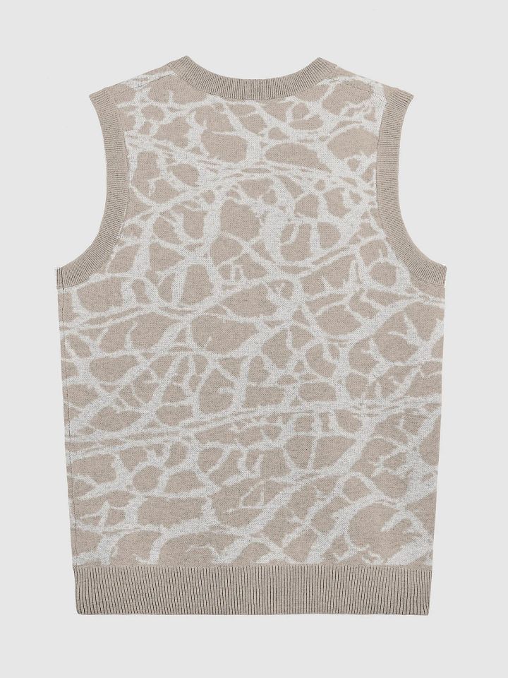 Organic Abstract Taupe Knitted Vest product image (2)