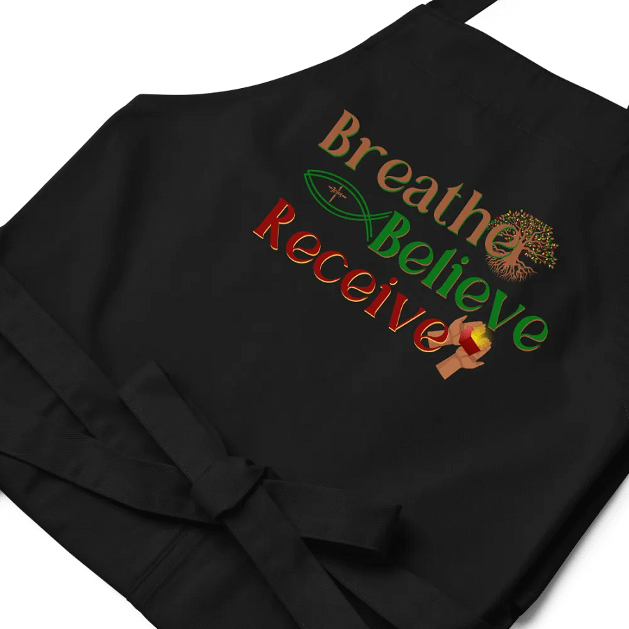 Breathe Believe Recieve SOL's Organic Cotton Apron, INSPIRATIONAL MOTIVATIONAL, SELF-AFFIRMATION, POSITIVE VIBES, GIFT IDEA product image (1)