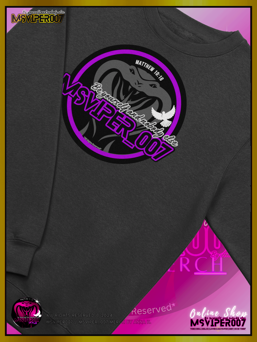 Sweatshirt - "MsViper_007™ Brand Classic" [purple/blk emblem] - Streetwear/Cozy Sweatshirt By Anna H. product image (3)