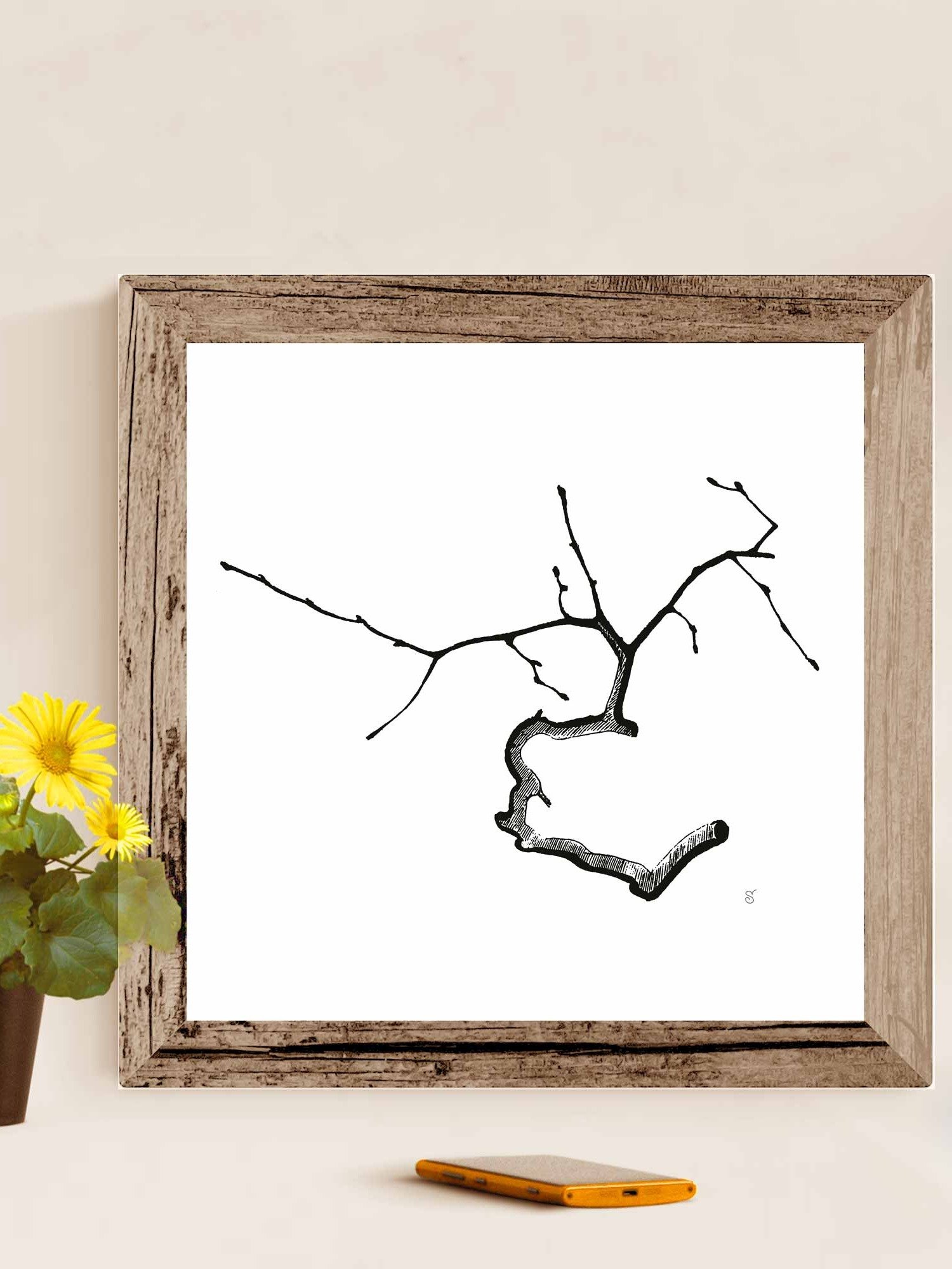Minimalist Tree Branch Canvas Art - Elegant Twig product image (6)
