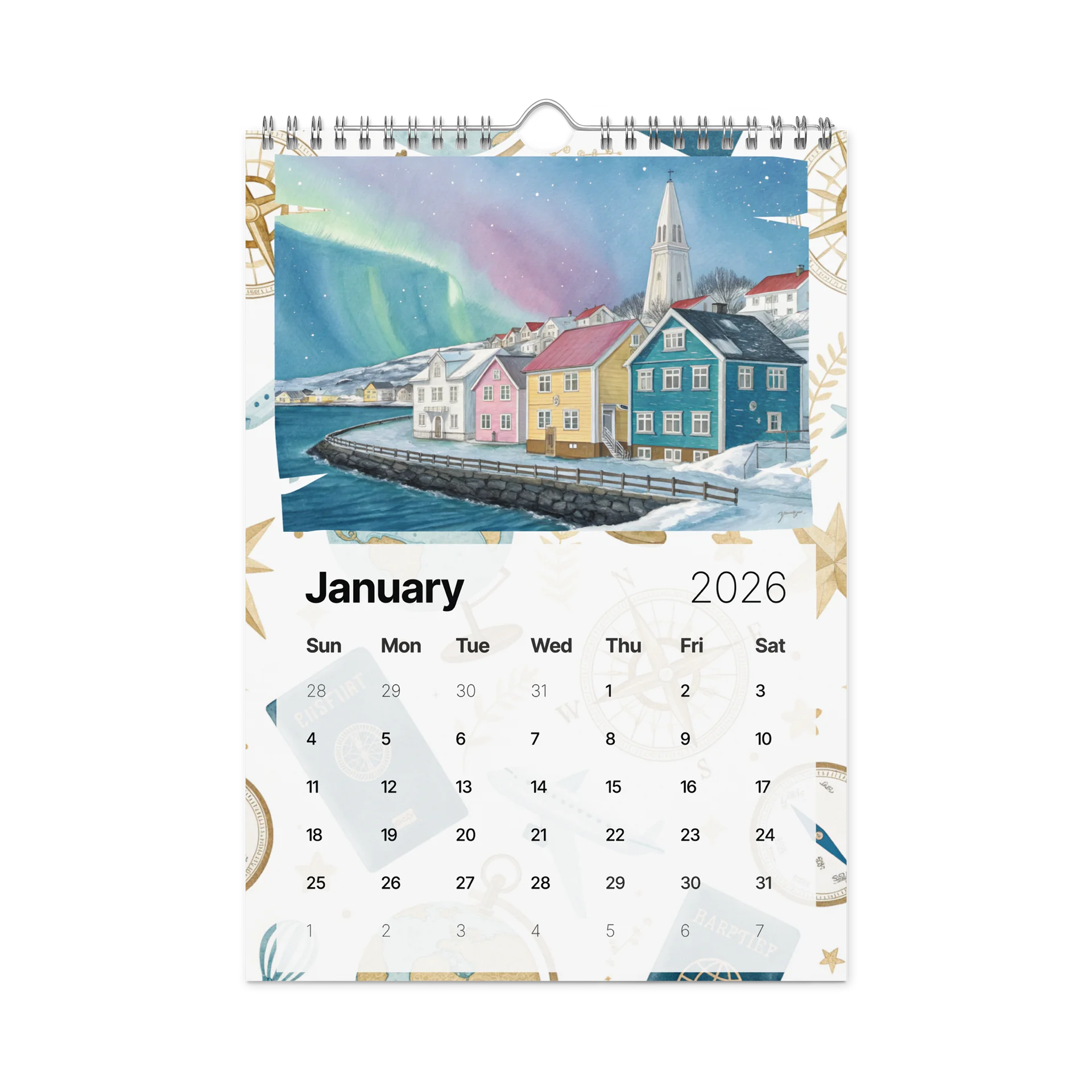 World Capitals Wall Calendar 2026 – Watercolor Journey Through 12 Hidden Gems Around the Globe product image (6)