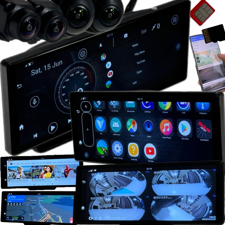 SRS ABSOLUTE 4CH 4G Smart 360° Dash Cam| Android| ADAS DMS| 24x7 Remote Audio/Video/GPS Monitor/Call/SOS| BT WIFI HotSpot|Motion/G-Sensor| Maps-Apps-PlayStore MicroSD Support|Steering Control|Rev Park product image (1)