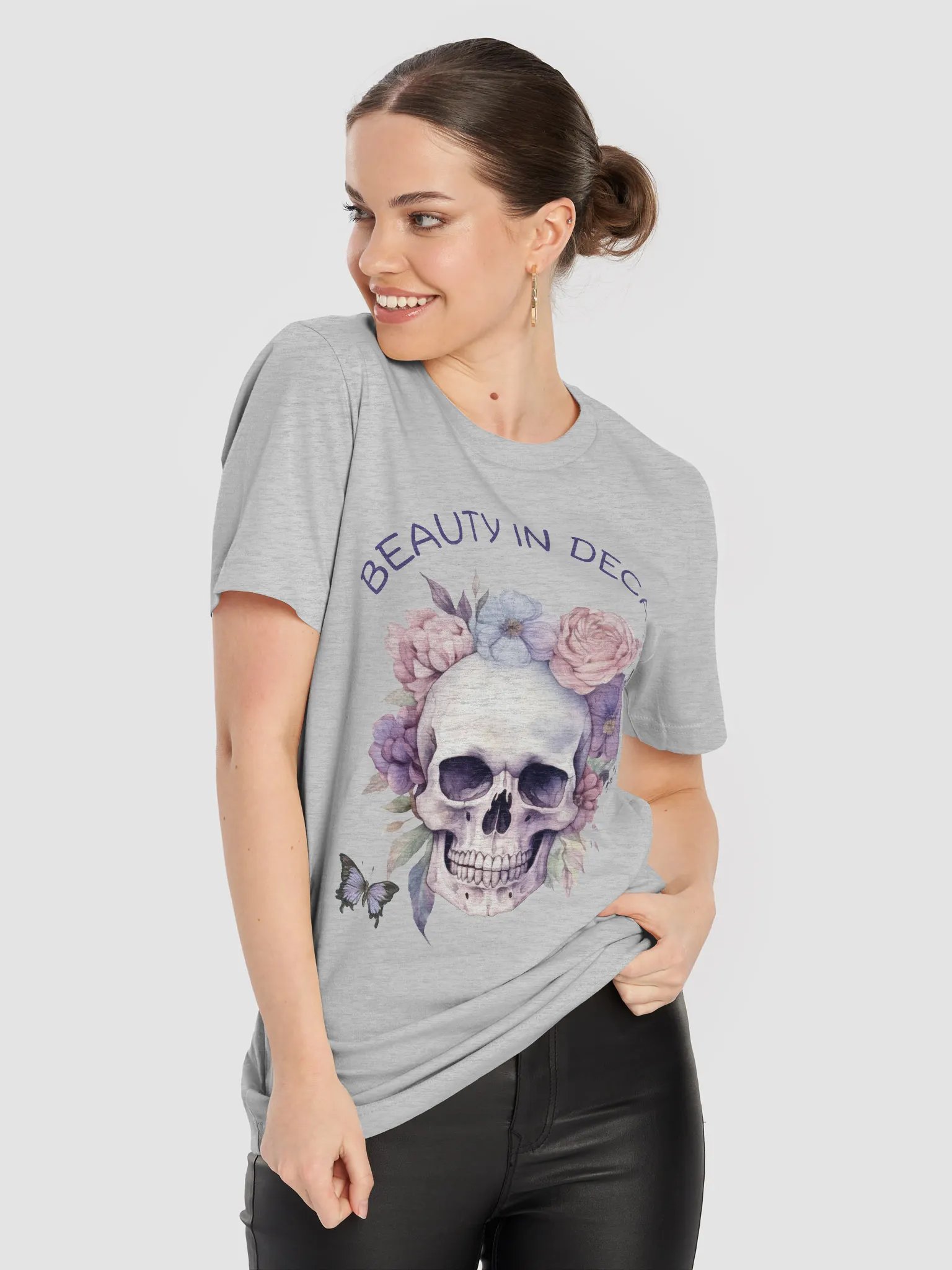 Beauty in Decay Floral Skull T-Shirt product image (8)