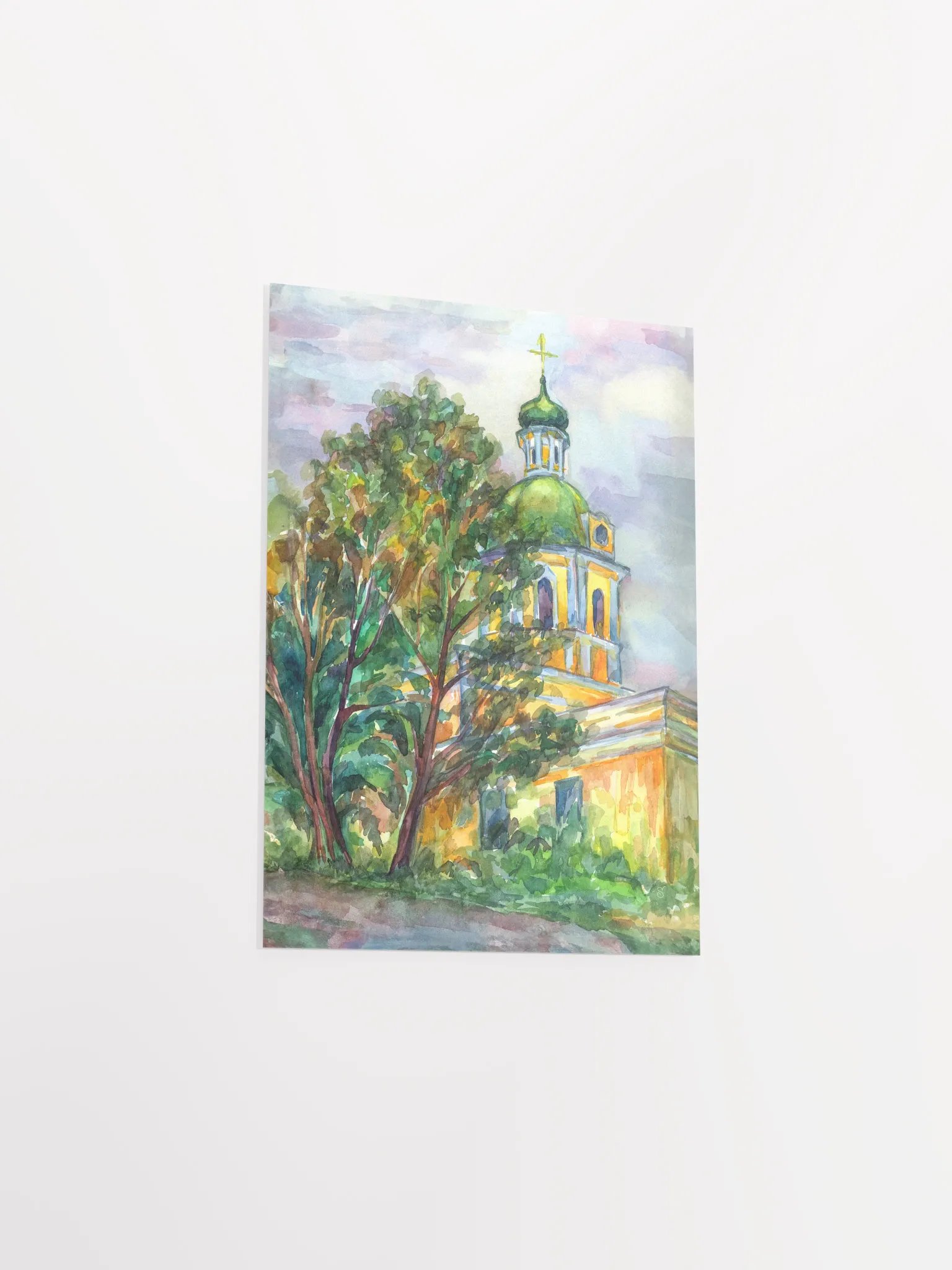 Pastel Serenity: Church Watercolor Poster - Historical Architecture product image (5)