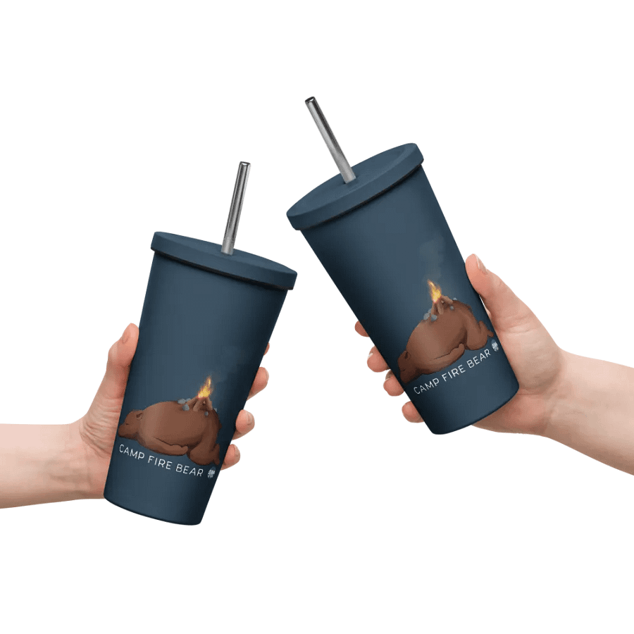 Camp Fire Bear Insulated Tumbler with a Straw product image (6)