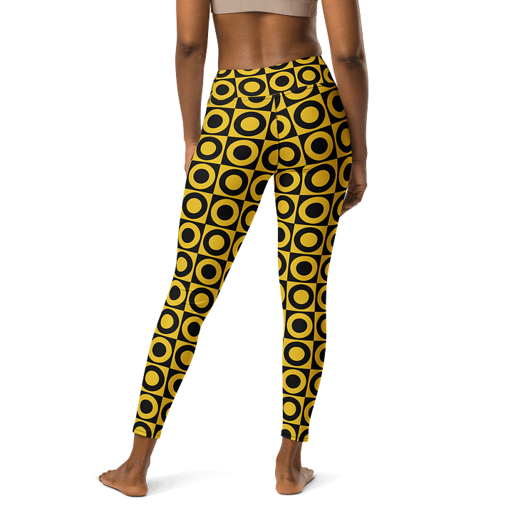 Retro Circles Leggings - Black and Yellow Geometric Pattern product image (2)