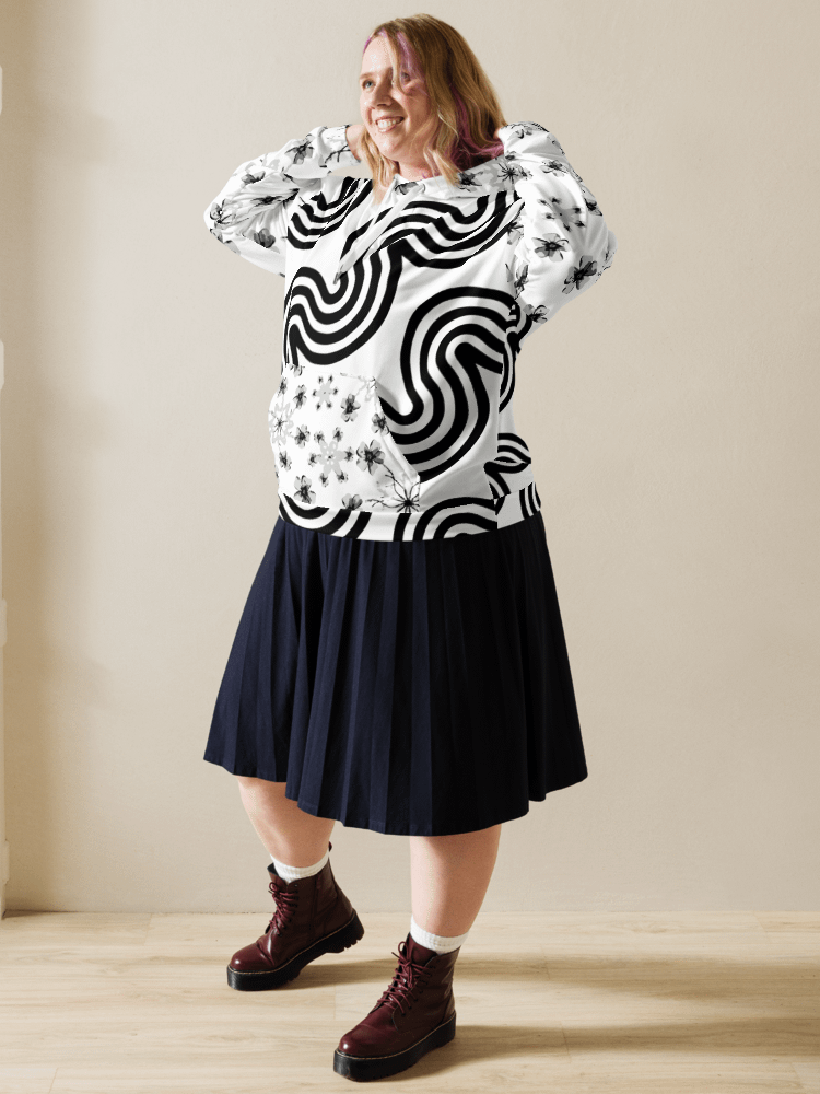 Monochrome Wave Unisex Hoodie product image (7)