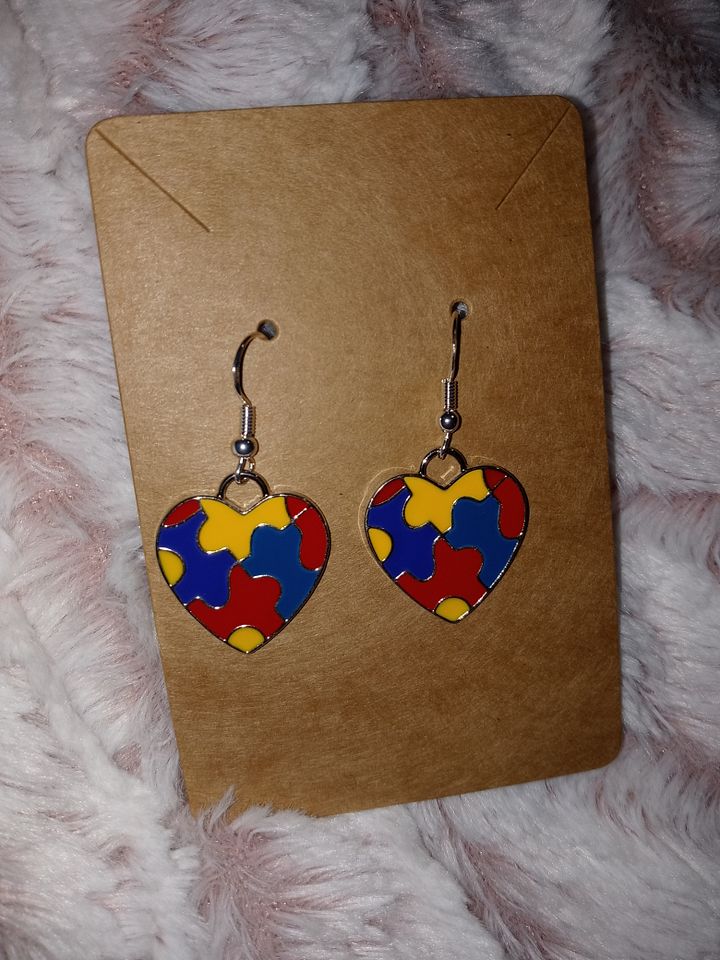 Boss momma Autism awareness earrings( heart) product image (1)