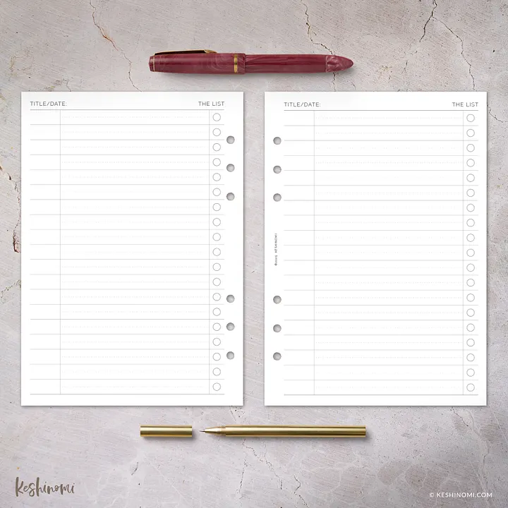The List - A5 Printable Planner Insert product image (2)