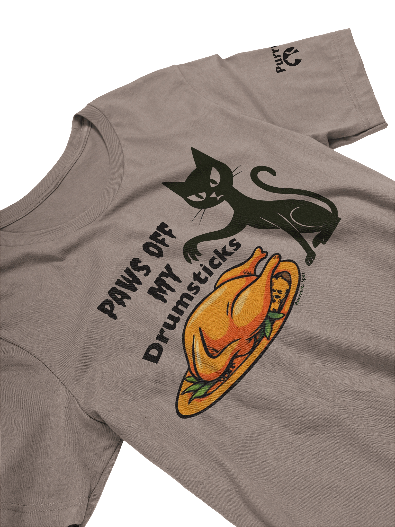 Paws off my Drumsticks Thanksgiving Cat T-Shirt product image (1)