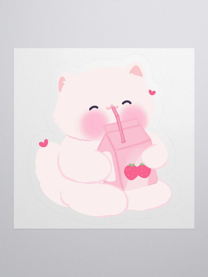 Strawberry Juice White Cat Sticker product image (1)