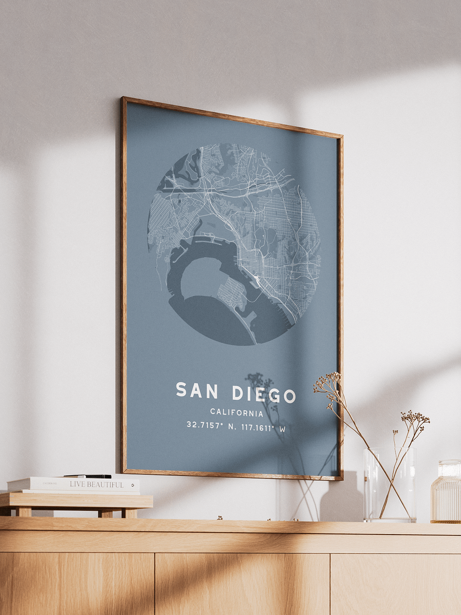 San Diego Street Map Poster – Blue Minimalist Circular City Art product image (2)