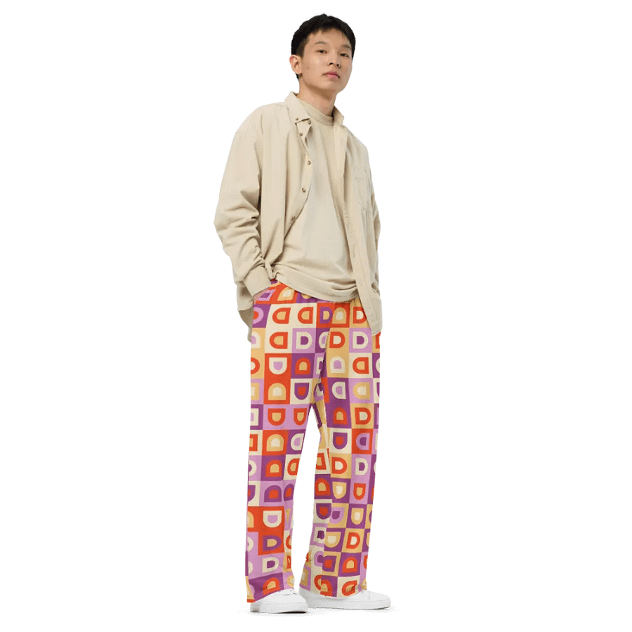 BUIII Retro Geometric: Autumn Breeze Wide-Leg Pants product image (8)