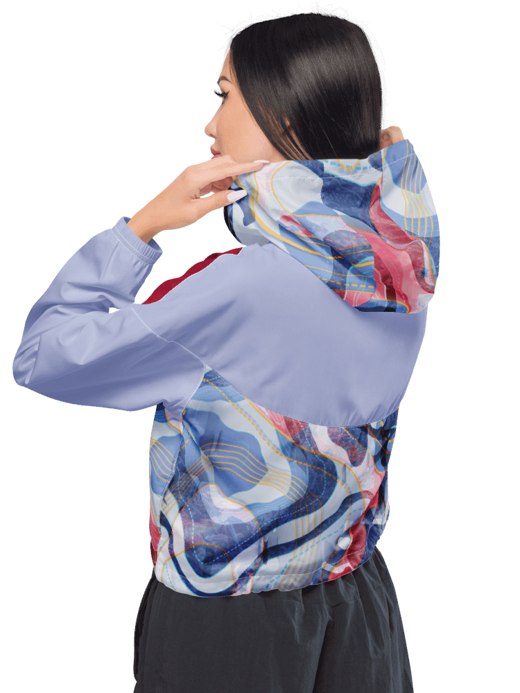 Tectonic map Women's Cropped Windbreaker product image (3)