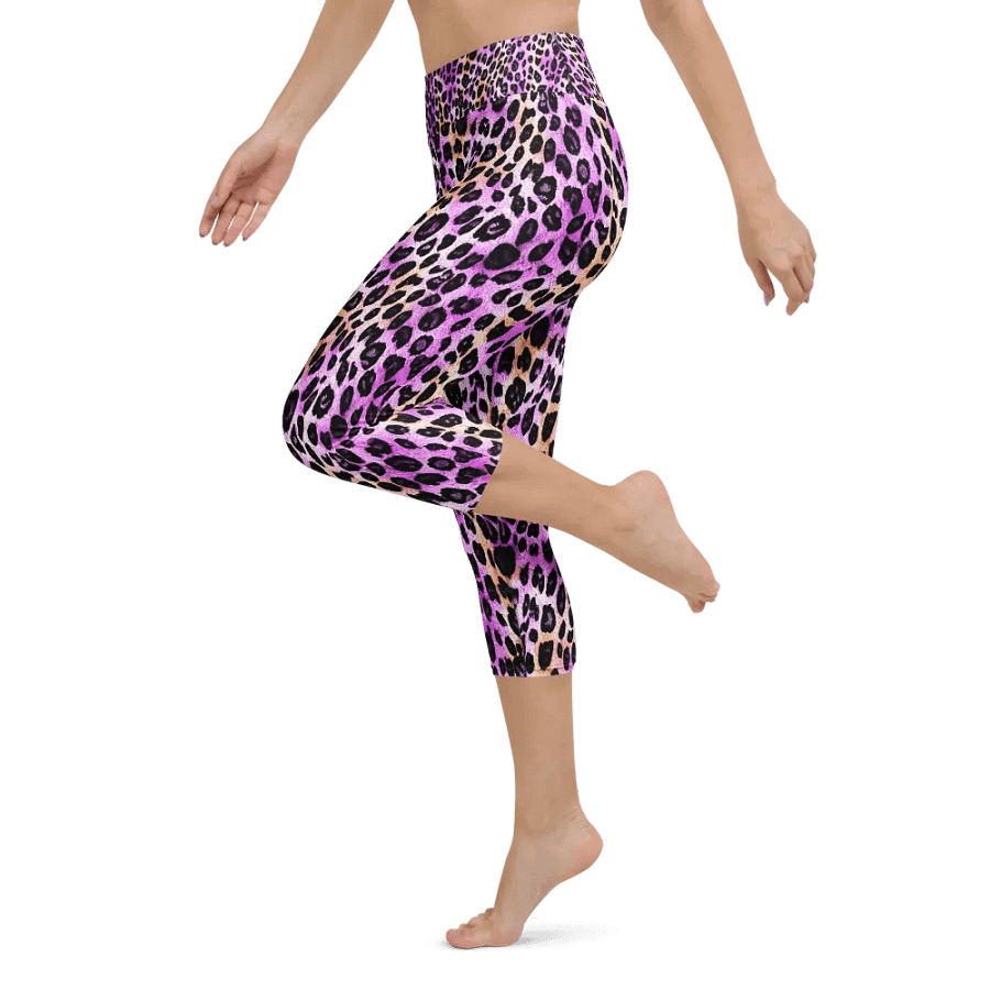 Purple Beige Leopard Capri Leggings product image (5)