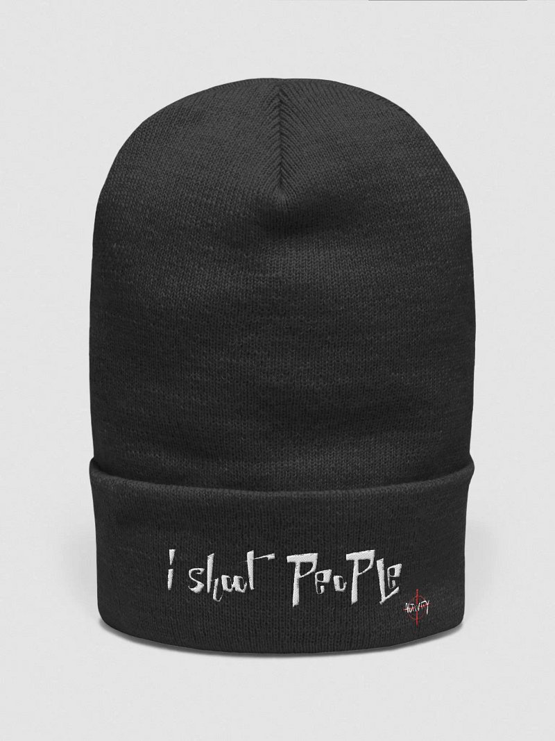 i shoot people cozy cuffed beanie