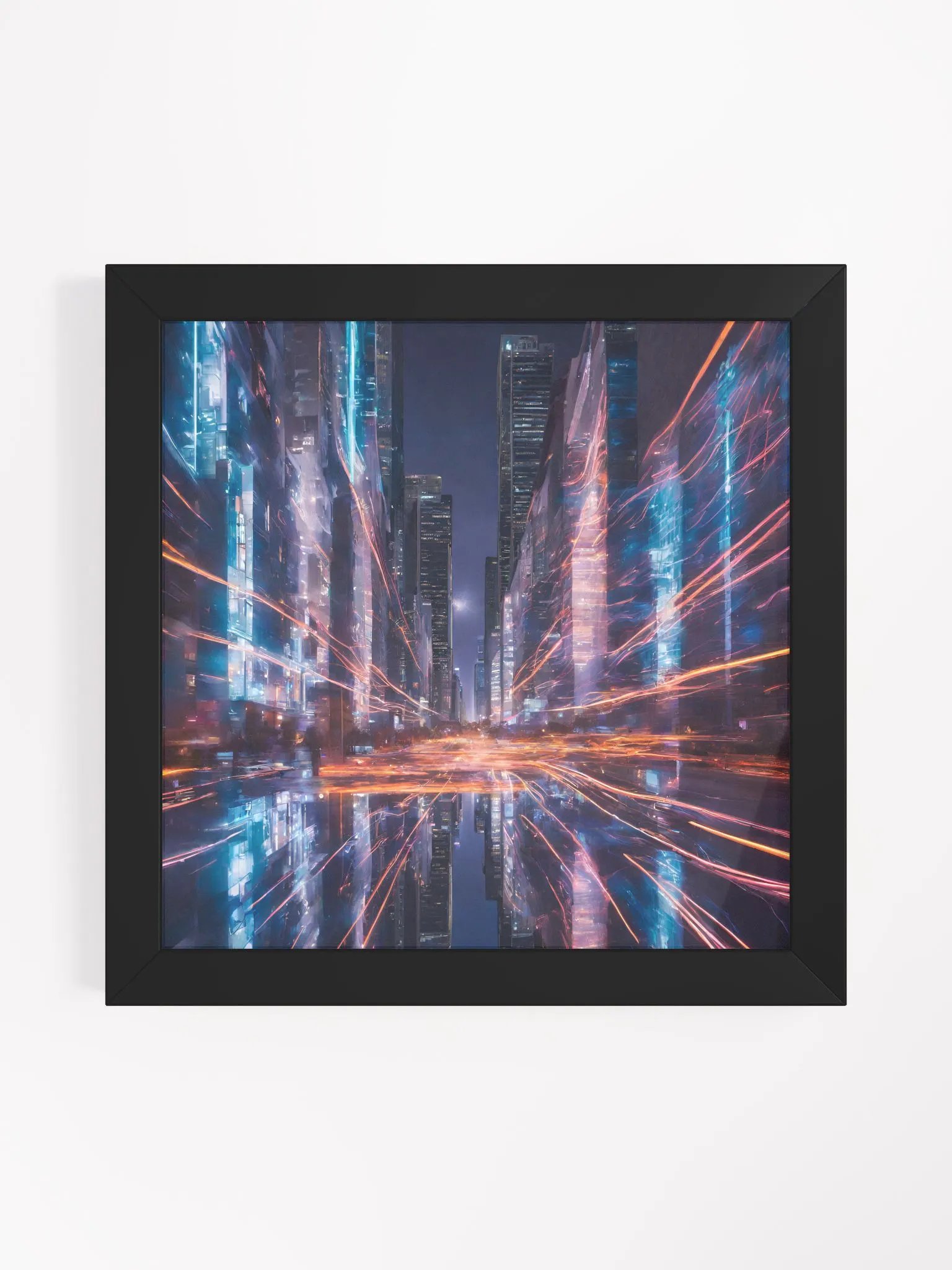 Cityscape and Neon Lights Series #3; Eco-Friendly Matte Poster Art product image (1)