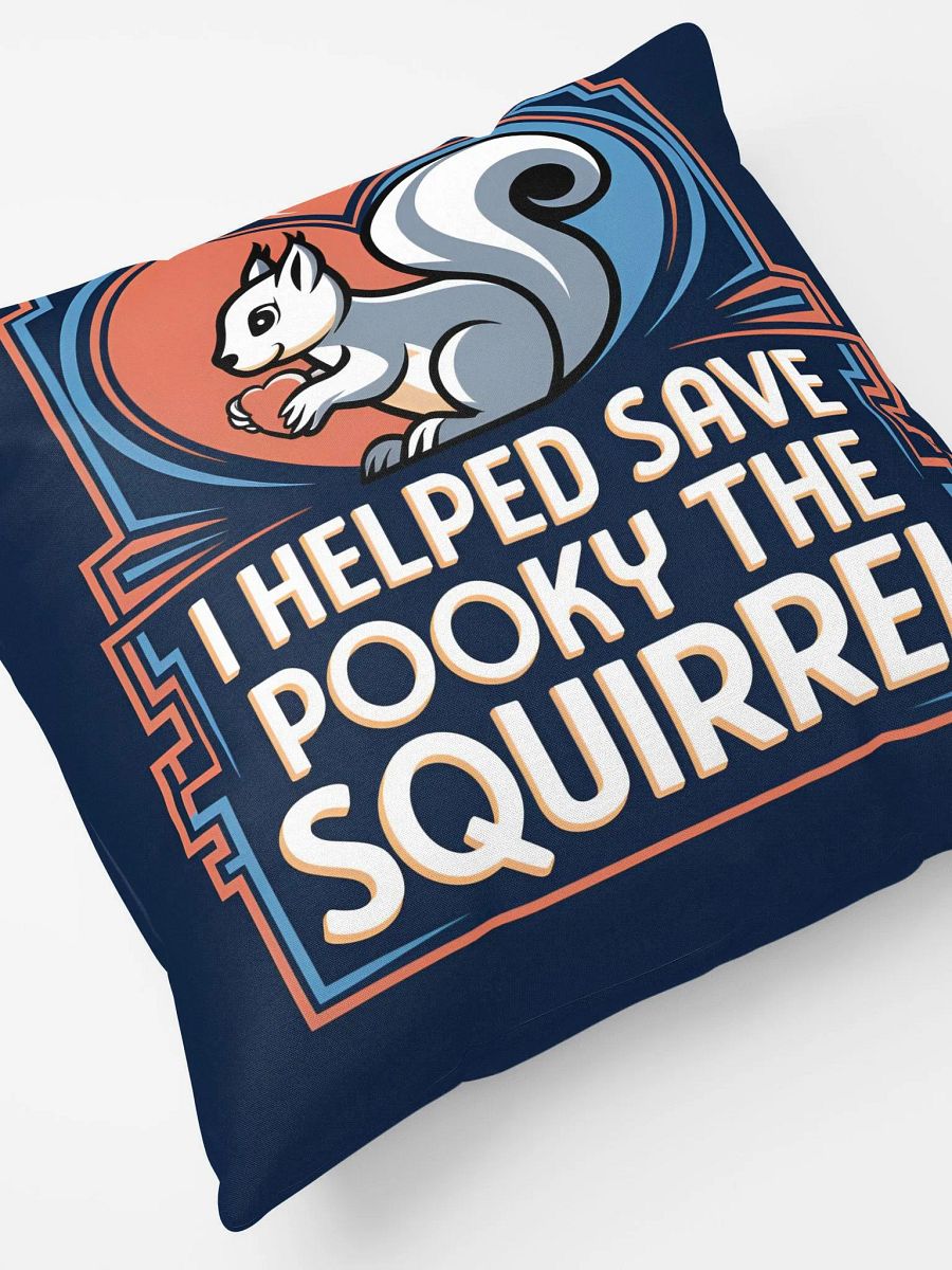 Comfy Pillow: I helped save Pooky the Squirrel. Navy with stylized geometric border product image (7)