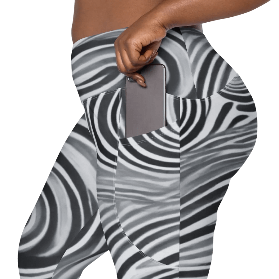 Funky Black and White Noir Liquid Tie-Dye Women's Leggings product image (5)