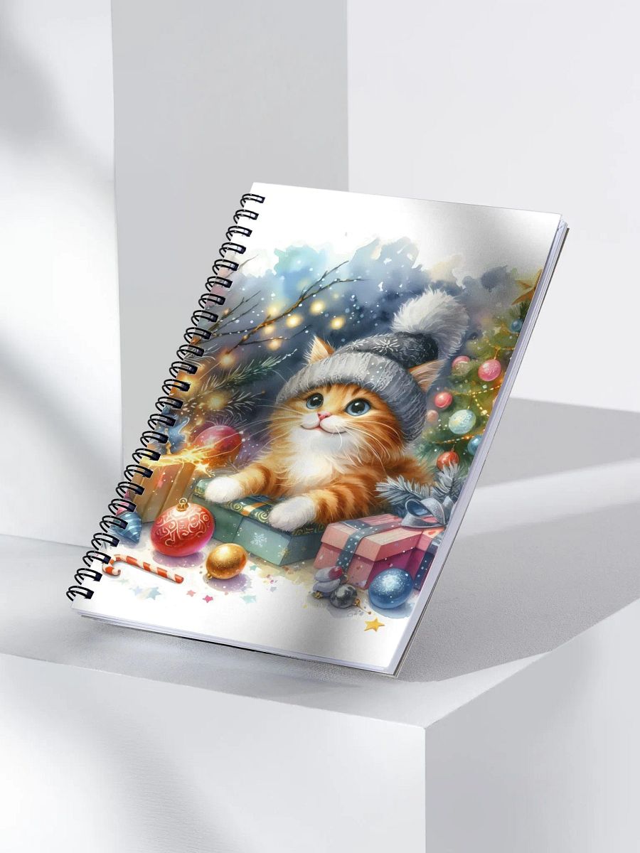 Festive Kitten in a Knit Hat Spiral Notebook product image (3)
