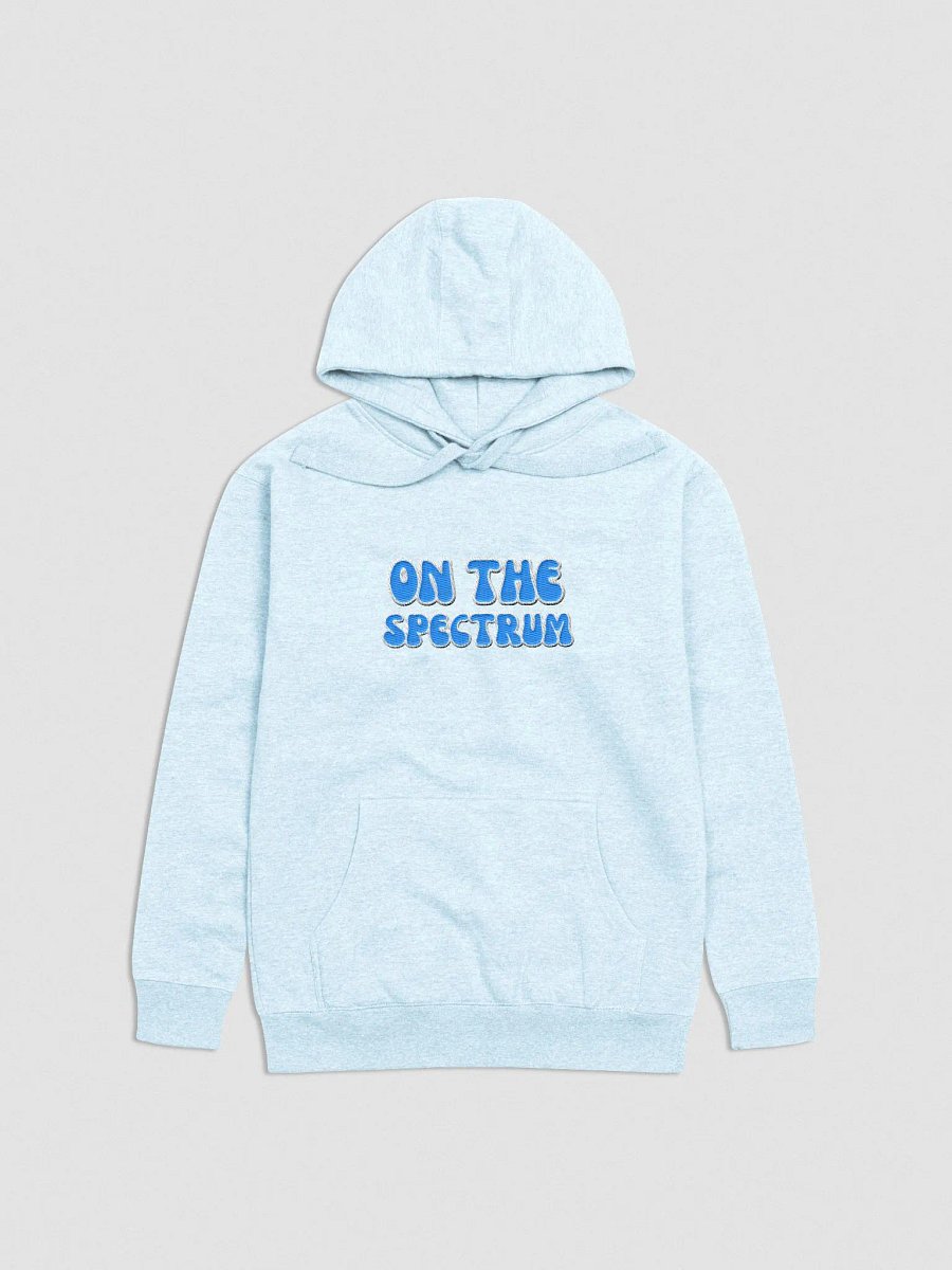 ON THE SPECTRUM lined design (lg., white and aqua) embroidered heavyweight hoodie product image (17)