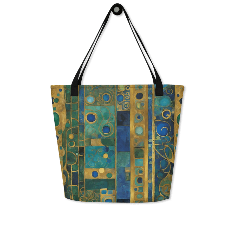Big tote bag with pocket Klimt insired design product image (5)