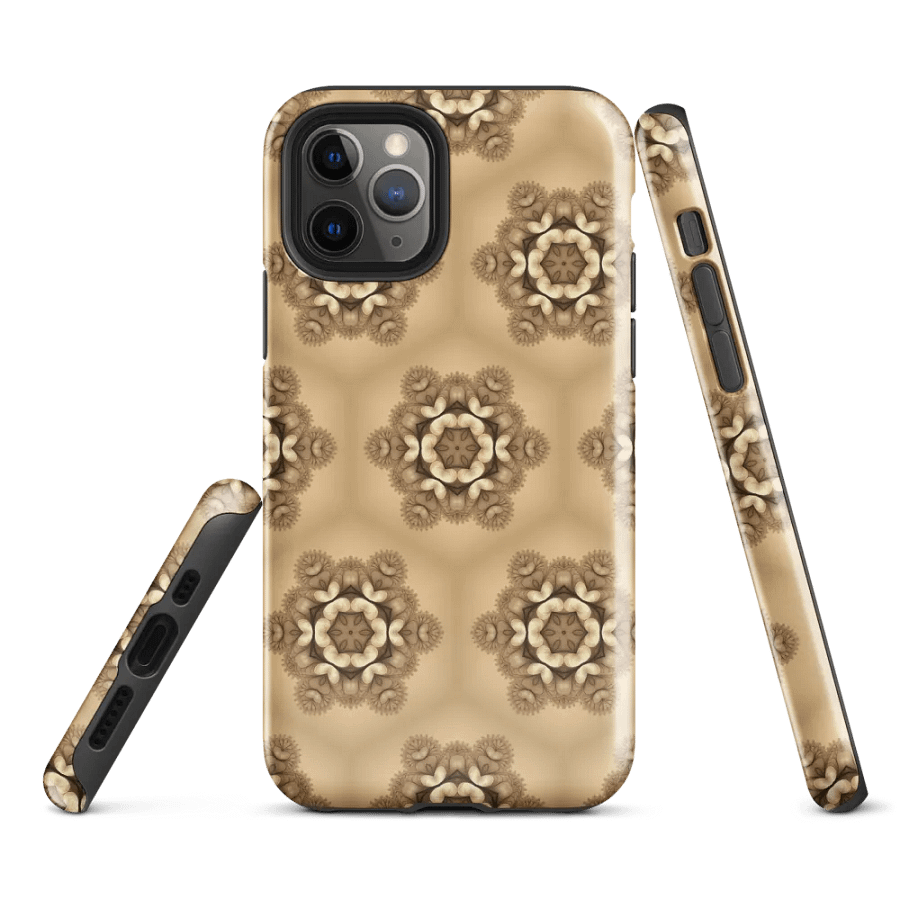 Tough Phone Case for iPhone® - Brown and Beige Geometric Honeycomb Floral Pattern product image (1)