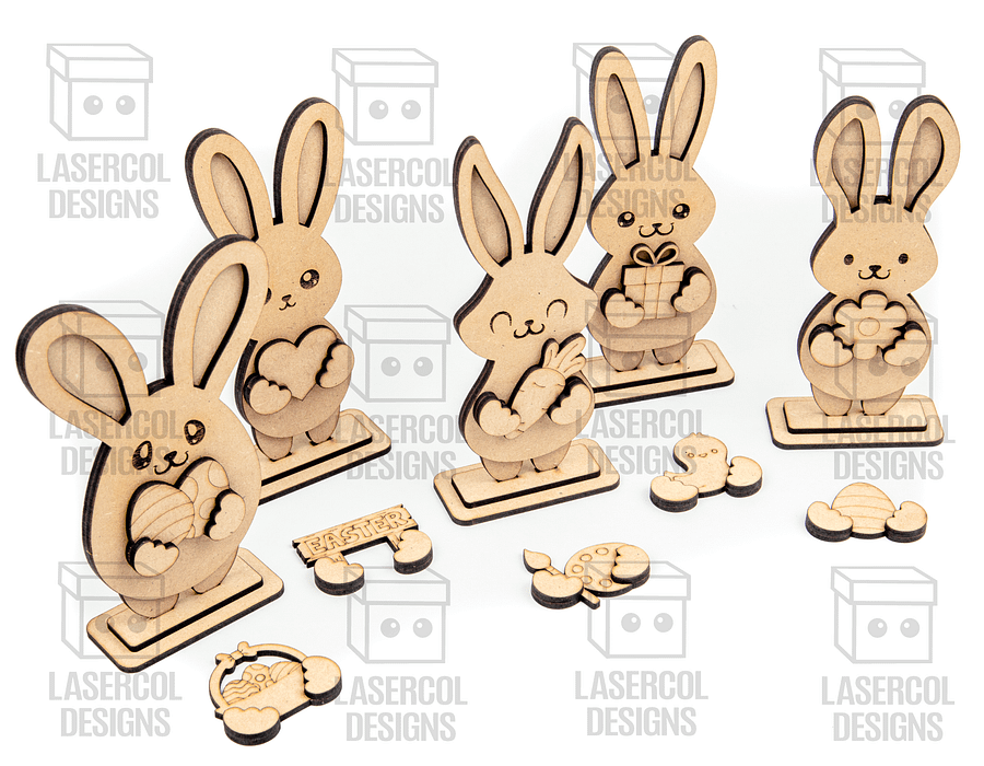 Easter Bunny Bundle Set (10 Styles, 2 Sizes) - Laser Cut Files product image (7)