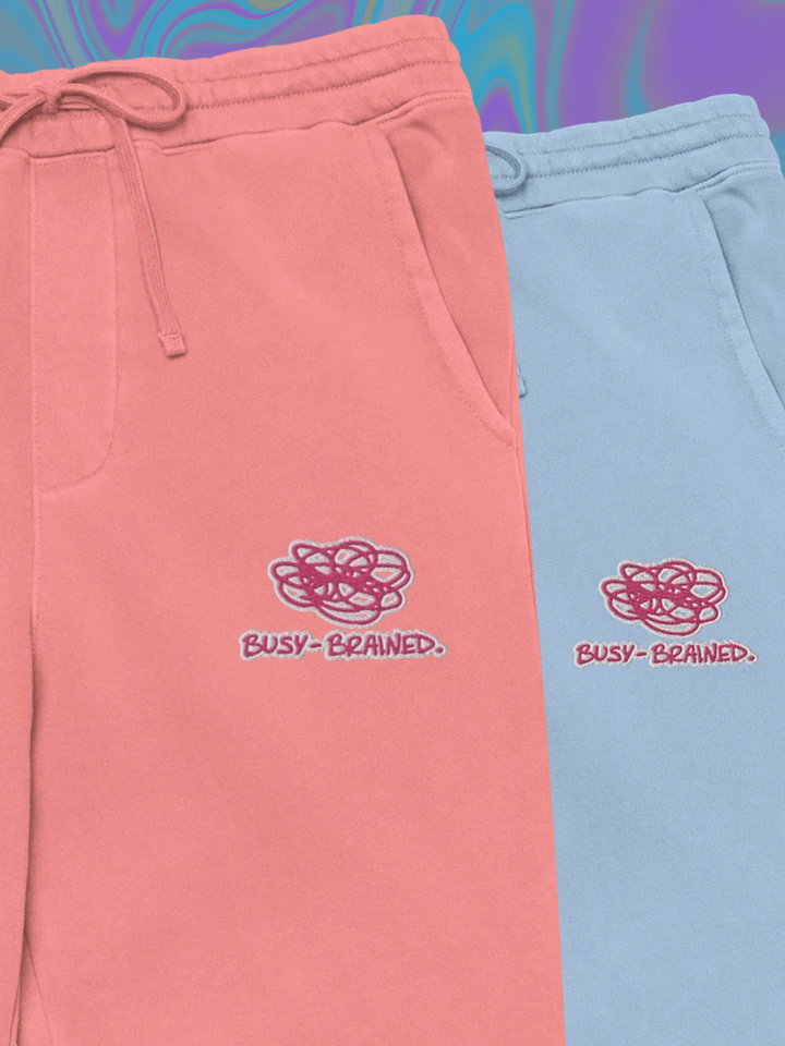 BUSY-BRAINED (white and pink) pigment dyed sweatpants product image (1)