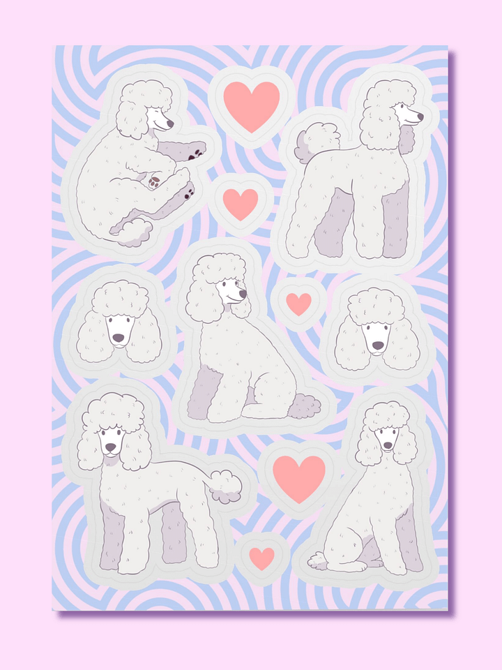 White Poodle Kiss Cut Sticker Sheet product image (1)