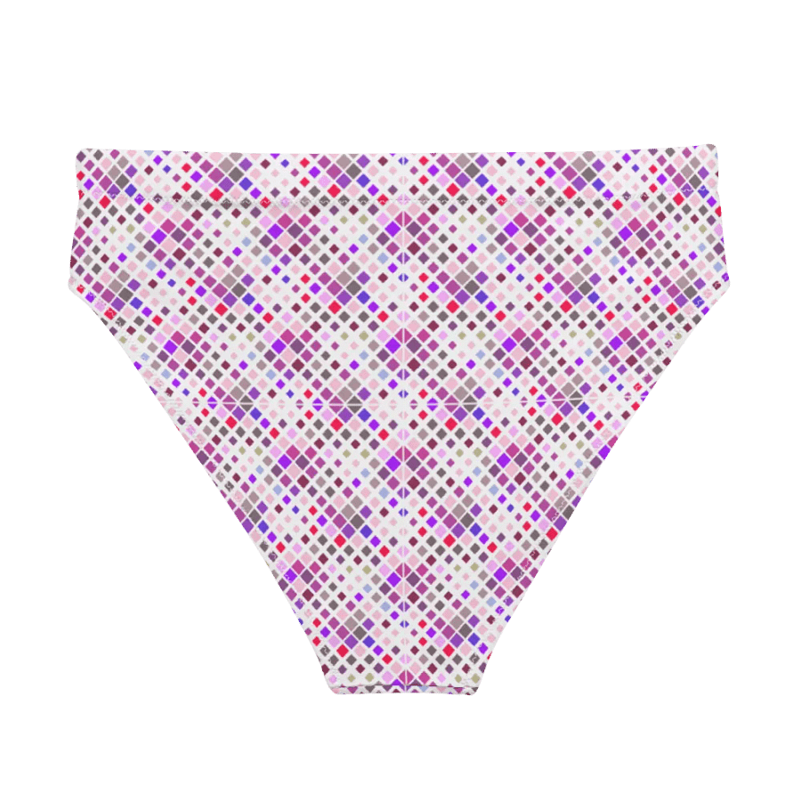Colorful Square Pattern Design High Waist Bikini Bottom - V1 product image (2)