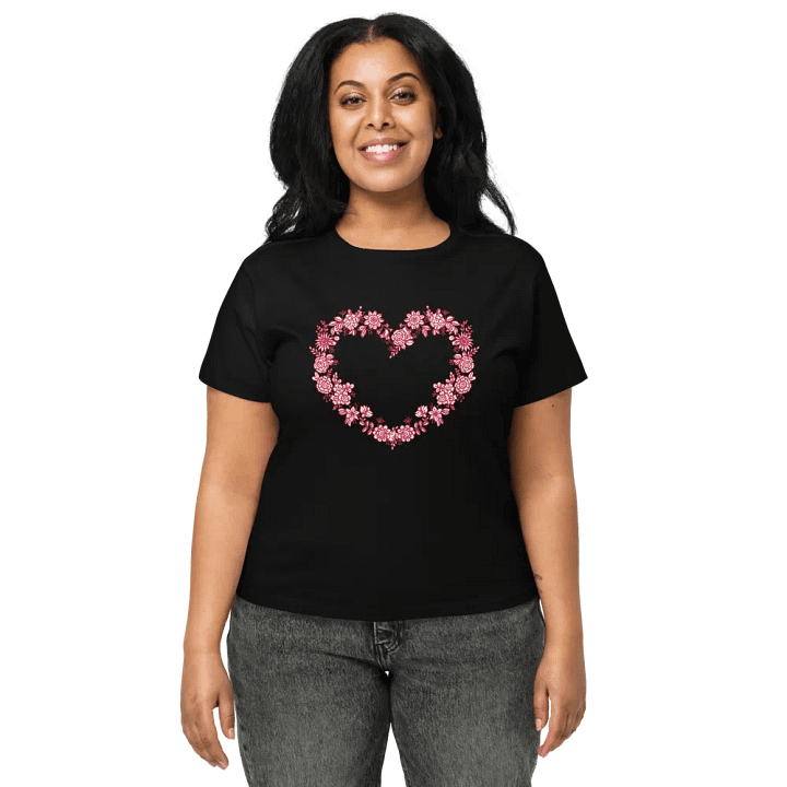 Red Floral Heart Women's High-Waisted Tee product image (1)