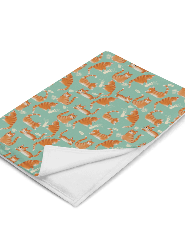 Bad Orange Tabby Cats Knocking Stuff Over Throw Blanket, Green product image (17)