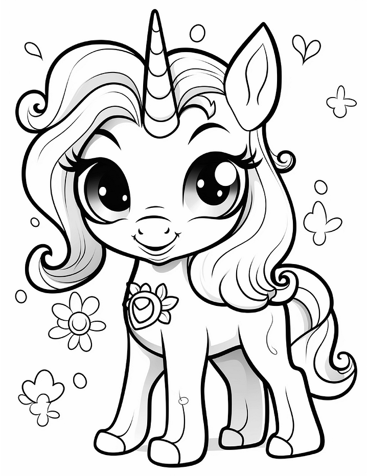 Cute Unicorn Coloring pages For girl product image (2)