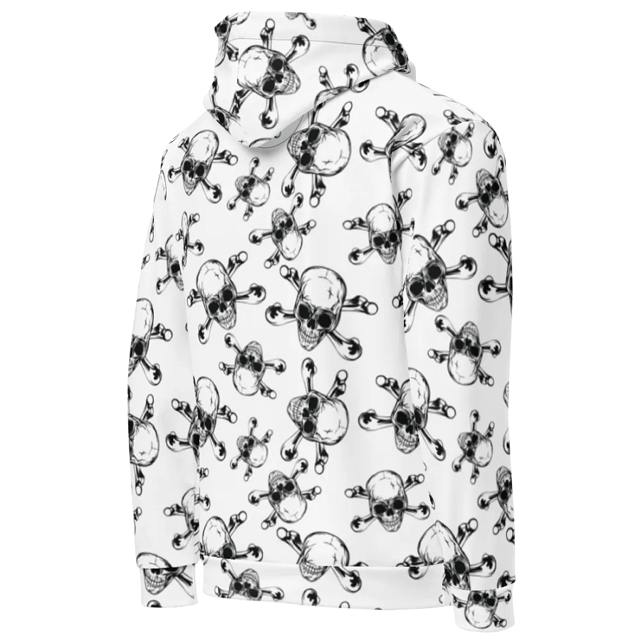 Skull & Bones - White - All-Over Print Recycled Unisex Hoodie product image (4)