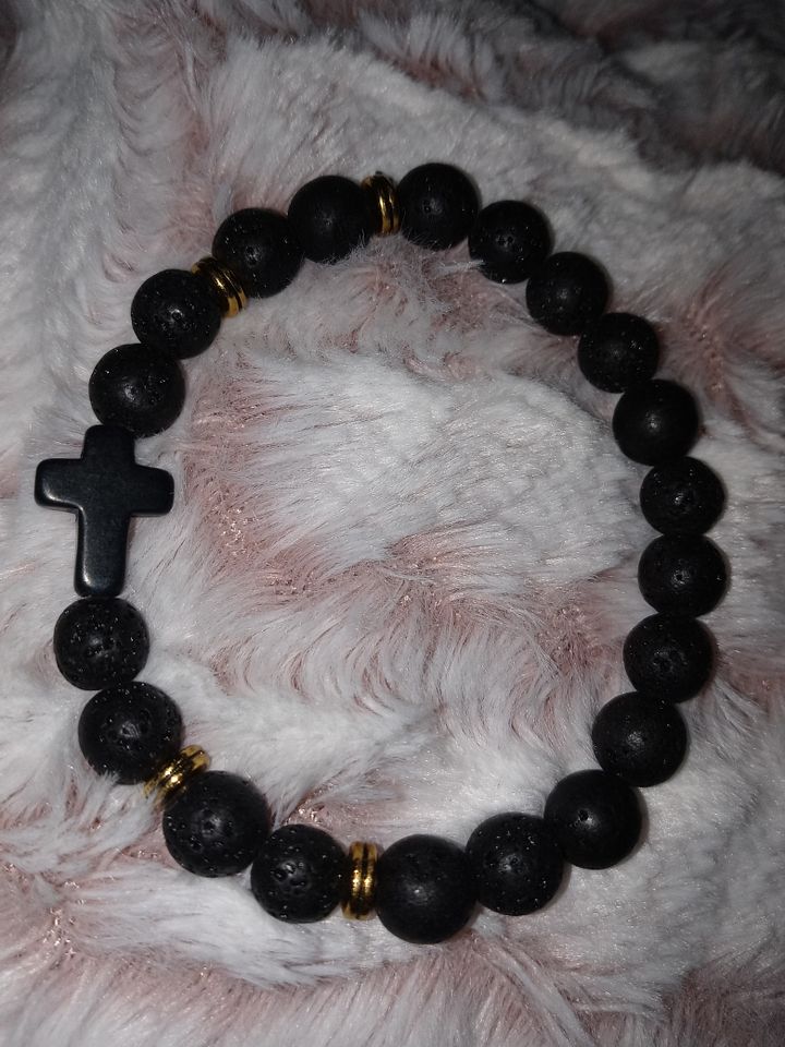 Black lava healing stone bracelet product image (1)