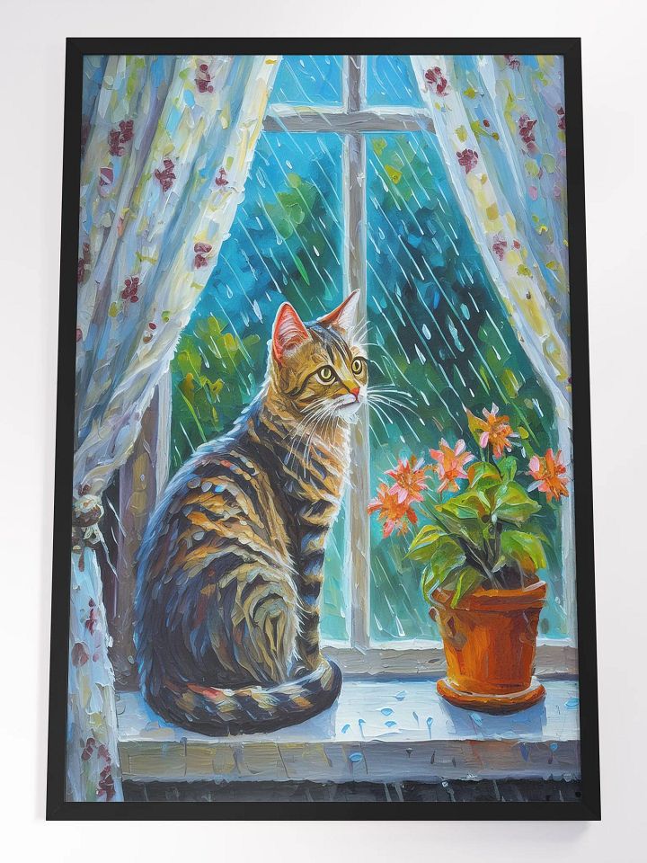 Cat at the Window – AI-Generated Digital Art in Oil Painting Style product image (1)