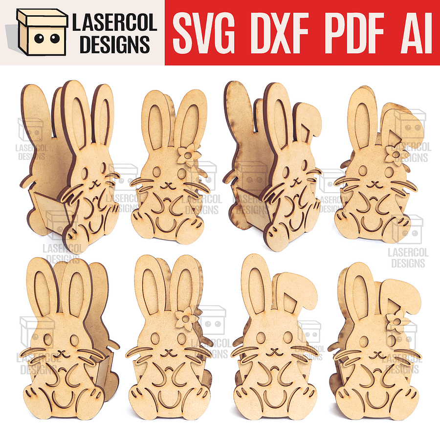 Easter Bunny Basket Bundle (Set 1-2-3-4) - Laser Cut Files product image (4)