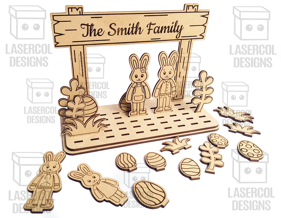 Easter Bunny Family Diorama (15 Different Bunnies) - Laser Cut Files product image (9)