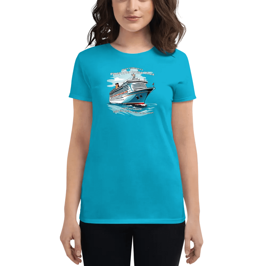 Mona Littlemore's Pineapple Cruise Lines Women's blue as the sea T-shirt product image (1)