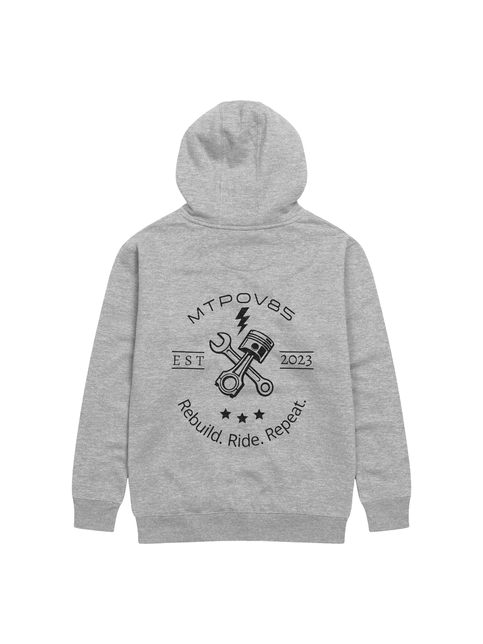 Rebuild. Ride. Repeat. Style 1 Grey Hoodie, Black Logo product image (1)