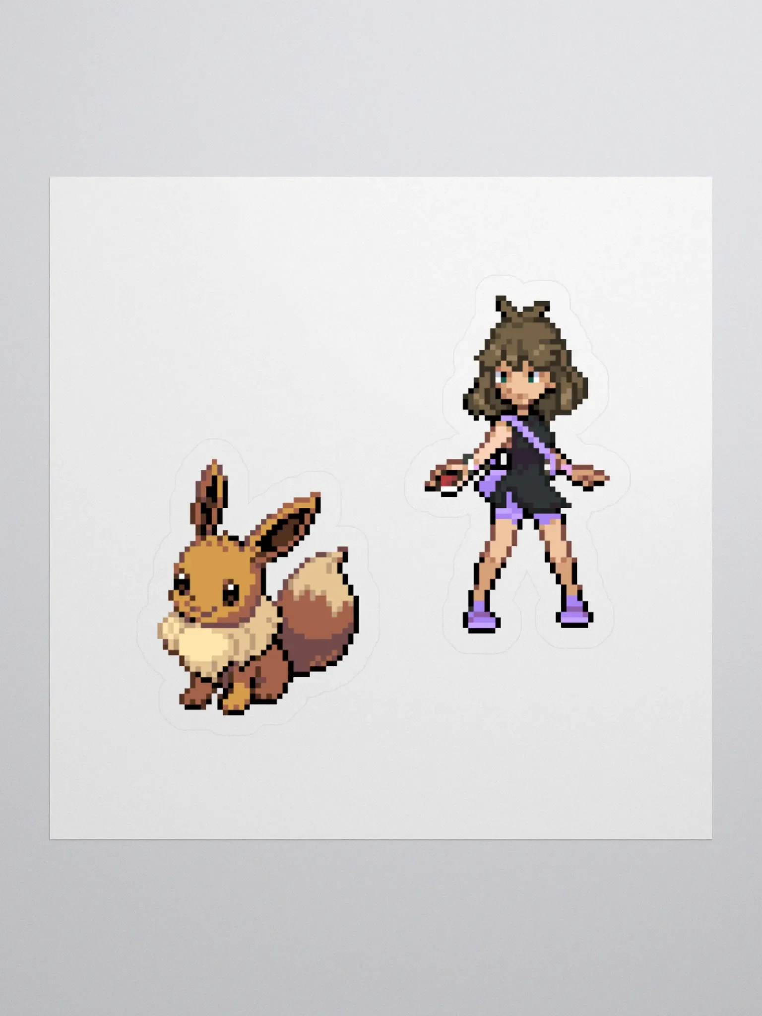 Pixel Art Pokemon Trainer & Eevee stickers product image (1)