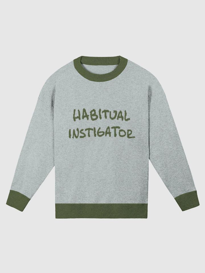 HABITUAL INSTIGATOR (lg. lined design, powder blue and olive) knitwear relaxed crewneck product image (1)