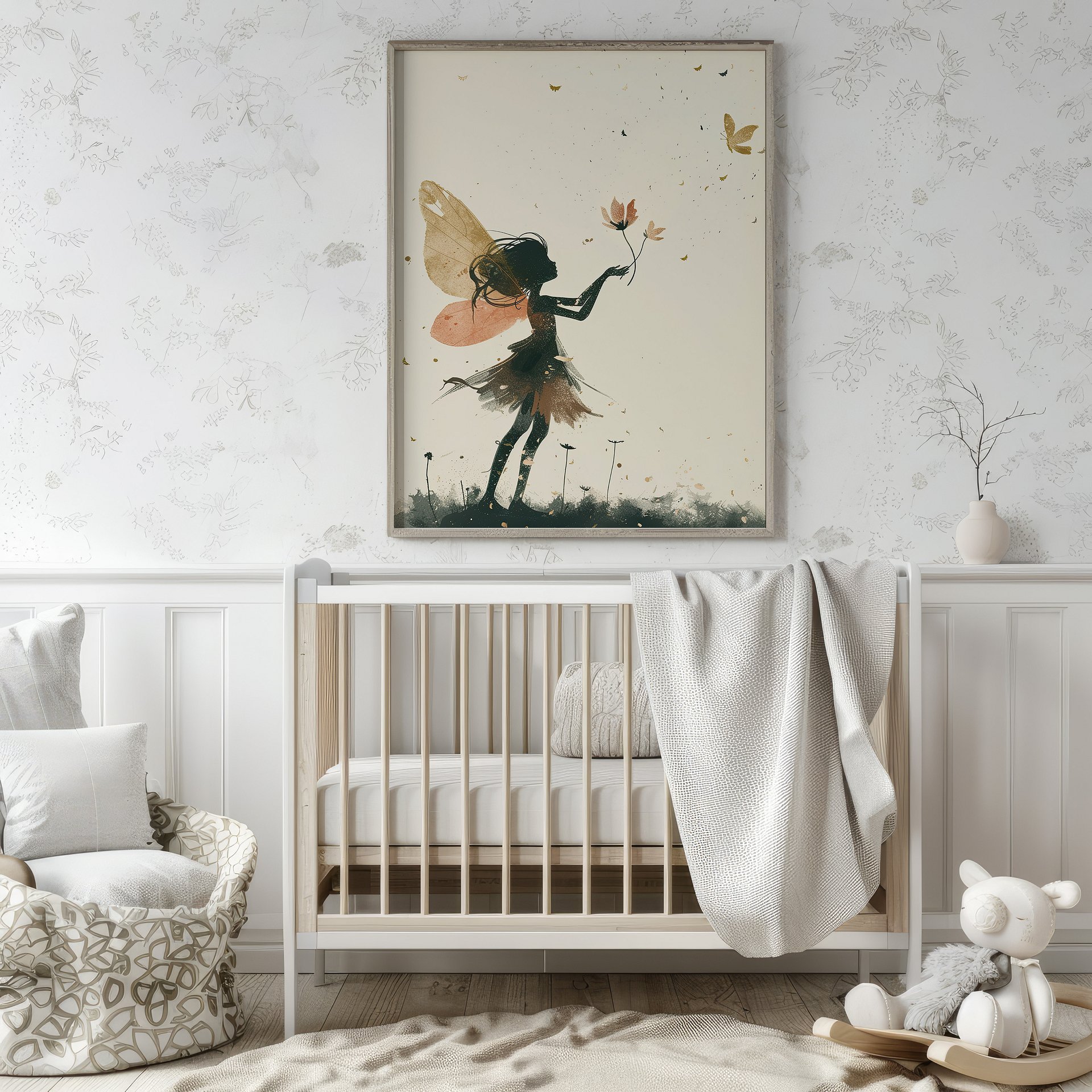 Watercolor Fairy Illustration Whimsical Nursery Art Print product image (4)