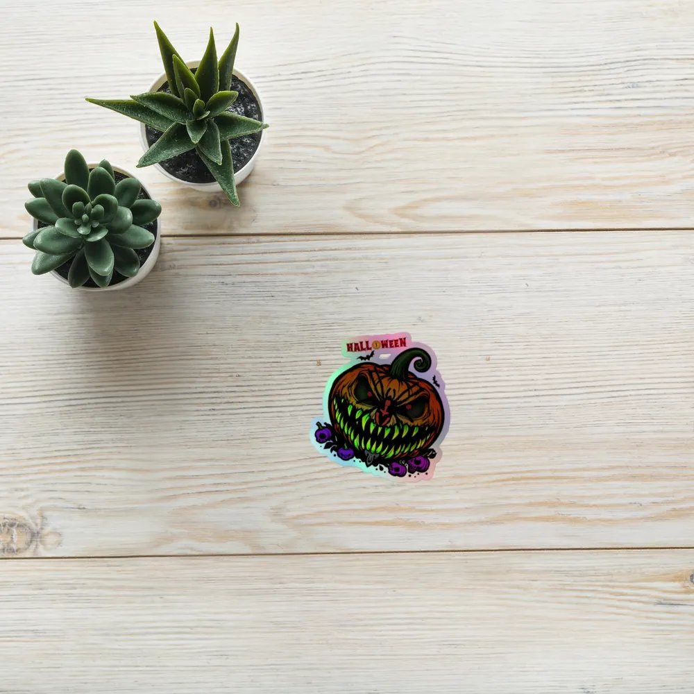 Halloween Evil Pumpkin Holographic Sticker product image (10)