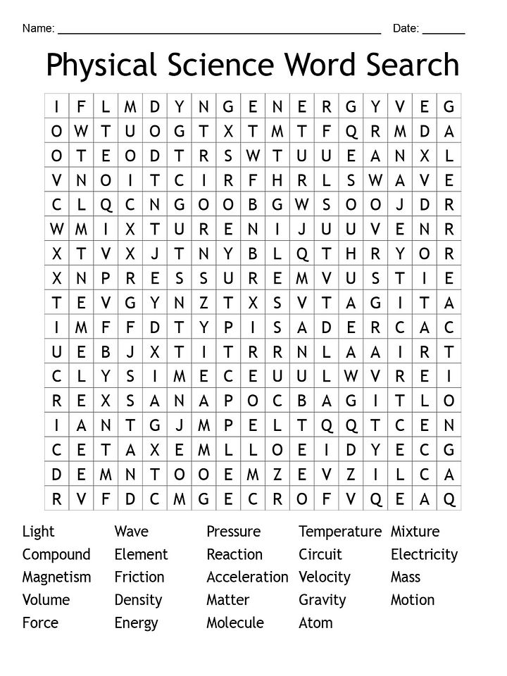 Physical Science Word Search - 24 Terms | Printable Science Puzzle product image (1)