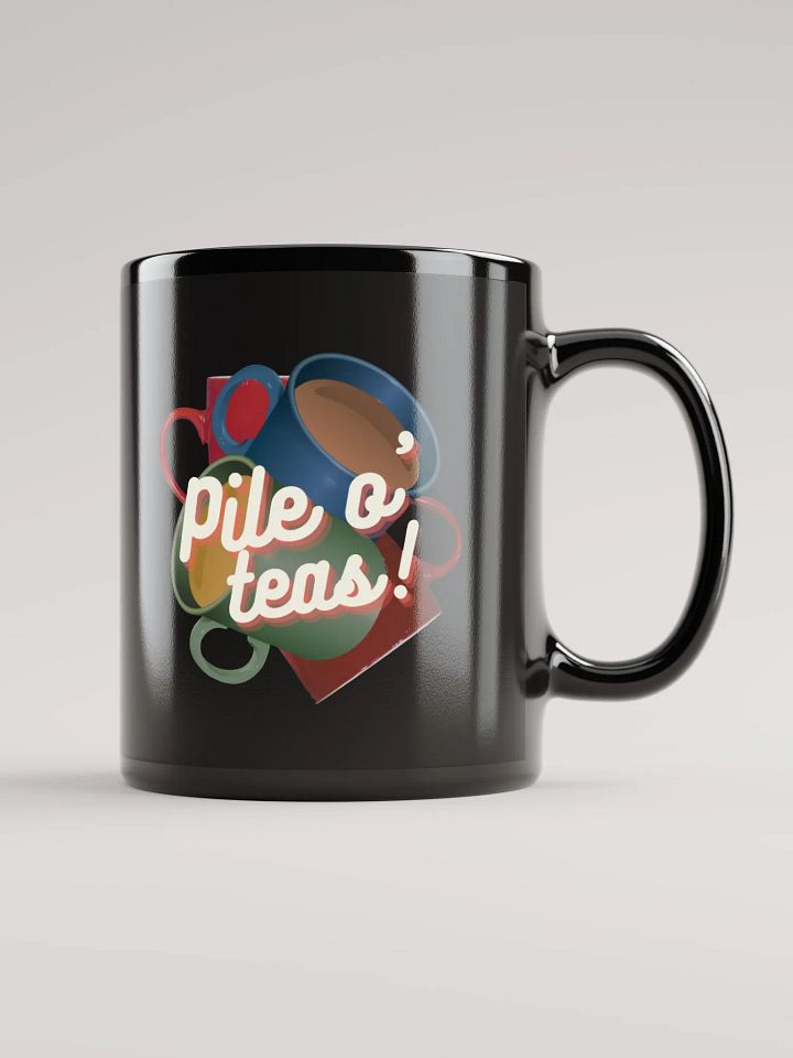 Pile o' teas black mug product image (1)