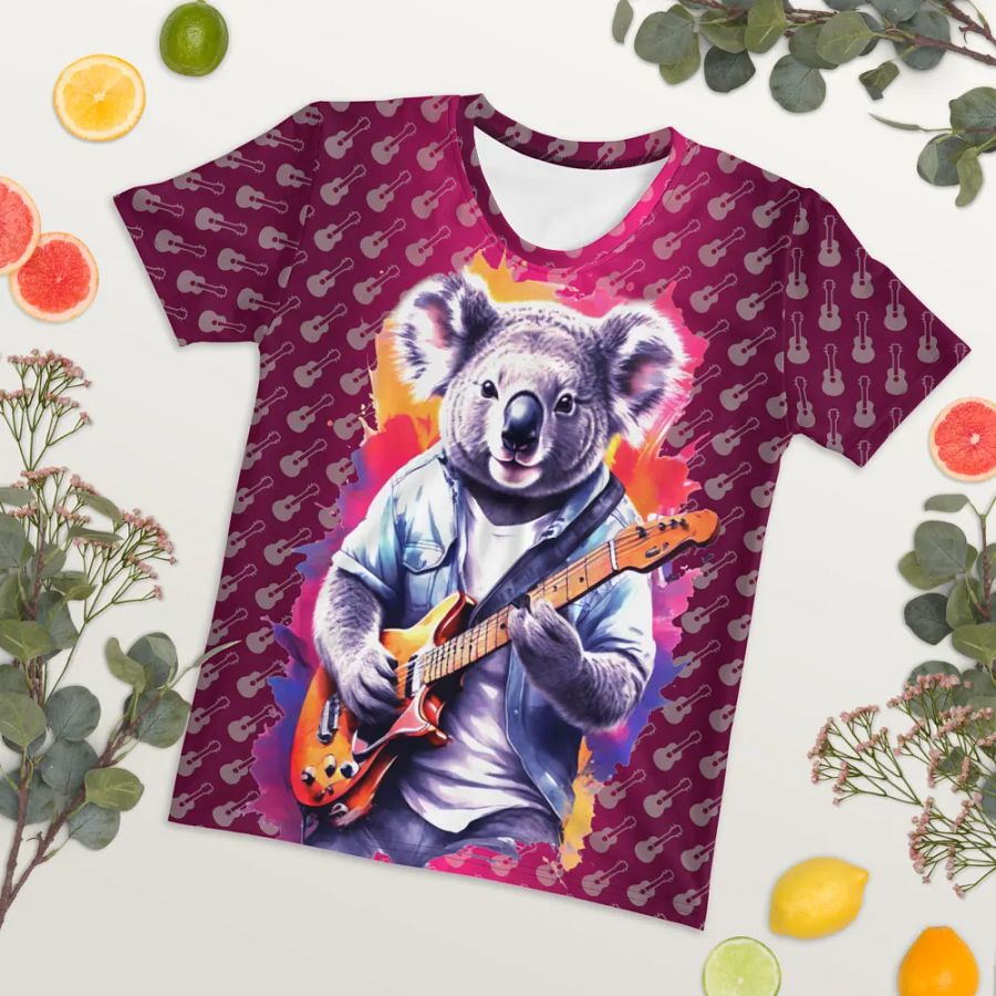 Cool Koala Playing Guitar All Over Print T-shirt product image (7)